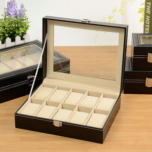 Boîte à montres de luxe personnalisée à 6 emplacements, en cuir, étanche, en daim, avec serrure, pour le voyage - Product Image 3