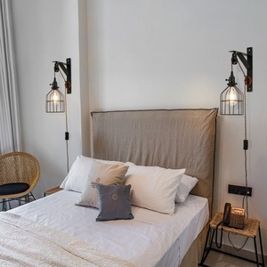 Lampe de jardin murale en aluminium à poulie de style industriel avec interrupteur à prise Applique murale d'extérieur moderne et étanche - Product Image 4