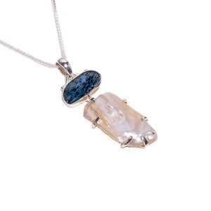 Rose naturelle coupe mousse kyanite baroque perle pierre précieuse 925 chaîne en argent sterling pendentif collier filles mode bijoux exportateur - Product Image 1