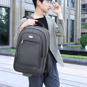 Minimalist Urban <b>Backpack</b> 15.6 Inch Computer Interlayer Business Travel <b>Student</b> Unisex Gray Blue Black Solid Color Spring 2024 - Product Image 1