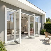 Porte pliante en aluminium HUACAI, résistante aux intempéries, double vitrage, pour maison de plage tropicale