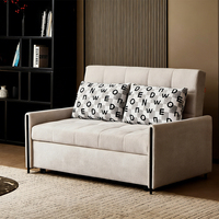 Sofá Cama de Tela Estilo Crema 2026, Doble Uso, Moderno, Multifuncional, Plegable, Extensible, Diseño para Apartamentos Pequeños