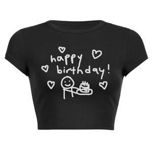 بلوزة نسائية بسيطة من الأسفل مطبوعة على الموضة - Product Image 3