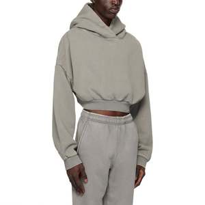 Custom Heavyweight Cropped <b>Hoodie</b> <b>Men</b> Boxy Cropped <b>Hoodie</b> Crop Hoodies for <b>Men</b> - Product Image 2