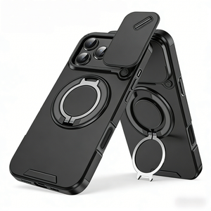 เคสโ<span class=keywords><strong>ท</strong></span>รศัพ<span class=keywords><strong>ท</strong></span>์กันกระแ<span class=keywords><strong>ท</strong></span>ก TPU พร้อมขาตั้งแม่เหล็กหมุนได้ 360 องศา ดีไซน์แบบกลไก ปกป้องเลนส์เต็มรูปแบบ สำหรับ 17 Pro Max 16 Pro 15 - Product Image 2