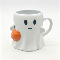 Mug en céramique fantôme 3D mignon, décoration d'Halloween, tasse à café/eau, nouveauté, poignée fantôme effrayante, compatible lave-vaisselle, Halloween