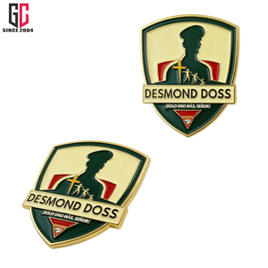 Pin Conmemorativo de Metal Esmaltado Personalizado de Fábrica con 12 Años de Experiencia, Diseño Desmond <span class=keywords><strong>Doss</strong></span>, Aleación de Zinc, Chapado en Oro, Esmalte Duro, Hacksaw Ridge - Product Image 4