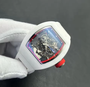 Montre mécanique en céramique blanche entièrement automatique de haute qualité RM 055, analogique, avec bracelet en caoutchouc, verre saphir, étanche 3 BAR - Product Image 3