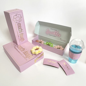Cajas de embalaje de papel biodegradable para panadería, Caja de galletas con insertos, rosadas, personalizadas, <span class=keywords><strong>dunkin</strong></span>, venta al por mayor - Product Image 6