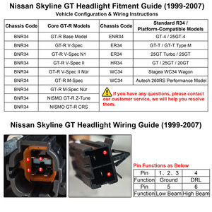 ไฟหน้า LED RGB รุ่นใหม่สำหรับ Skyline R34 GTR GT ปี 1999-2007 6000K 6000 ลูเมนส์ - Product Image 4