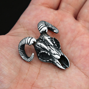 Yunnique – pendentif tête de bélier en acier inoxydable, collier du zodiaque animal, bijoux de style sombre pour hommes, cadeau - Product Image 4