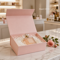 Boîte cadeau rigide rose clair, style plateau peu profond, finition mate pour accessoires de beauté, vente en gros et au détail directement de l'usine
