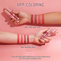 Nuevo Lápiz Labial Líquido Vegano Mate de Larga Duración, Resistente al Agua, con 4 Colores, Caja con Logotipo Personalizado, MOQ Bajo