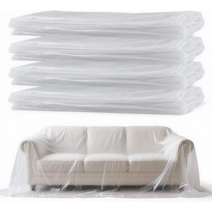 Plastic Drop Cloth 4 Pack Clear Disposable Large Painters <b>Tarp</b> Dust Cover for Couch Furniture Protection - Product Image 1