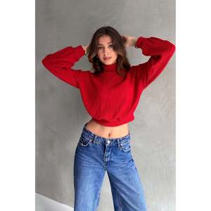 Blusa Corta Texturizada con Cuello Alto para Mujer, Tejida, Manga Larga, Casual, para Uso Diario, Color Marrón - Product Image 3