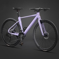 Vélo de course sur route 700cc en acier au carbone à 16 vitesses avec freins à disque hydrauliques 95% installés, roues en aluminium et câblage interne pour adulte