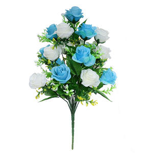 Bouquet de 18 roses artificielles pour cimetière, fleurs commémoratives pour cimetière, décoration de pierres tombales - Product Image 4