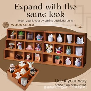 Woodaholic 3 Tier Stepped Wooden <b>Storage</b> <b>Tray</b> Multi Compartment Organizer For Desk Home Office Makeup Beauty Items - Product Image 2