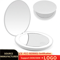 Travel Compact 10X Magnifying LED Handheld Foldable Single-Sided Makeup Mirror for Women