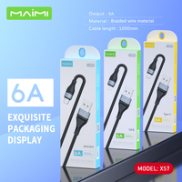 Kabel Data Pengisian Cepat Maimi Tipe-C, Nylon Braided, Inti Tembaga Murni, Tahan Lama, Warna Hitam, 1m, Kabel Pengisian & Sinkronisasi untuk Ponsel dan Tablet