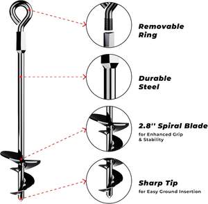 แท่งเหล็กยึดแบบเกลียวแบบพกพาพร้อมอะแดปเตอร์สำหรับฝัง<span class=keywords><strong>ดิน</strong></span>อย่างรวดเร็วสำหรับสวนหรือกิจกรรมตั้งแคมป์กลางแจ้ง - Product Image 2