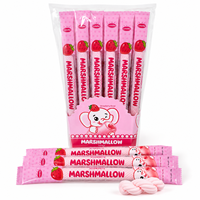 Gedraaide marshmallowstokjes met fruitvulling, aardbei & sinaasappel smaak, individueel verpakt