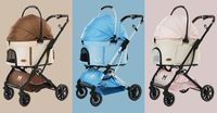 Poussette pour chien 3-en-1 détachable et imperméable, confortable, légère et rose, avec design pliable à 4 roues EUR