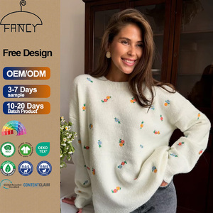 Ưa thích <span class=keywords><strong>crewneck</strong></span> áo thun áo len với Thêu Hoa cho phụ nữ - Product Image 1