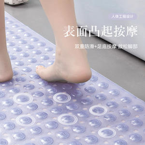 Tapis de bain transparent Sky, rectangulaire, antidérapant en PVC avec ventouses pour baignoire, douche, toilettes - Product Image 2