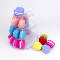 Vente en gros de plateaux en plastique PET ronds à 4/6/10 niveaux, présentoir à macarons, support de présentation de desserts, vaisselle pour fête et célébration