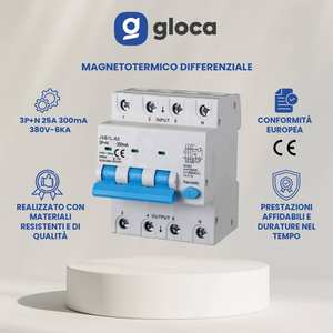 Gloca Differential Circuit Breaker 3P + N 300mA 380V 6kA 25A RCB0พร้อมปุ่มทดสอบ - Product Image 2