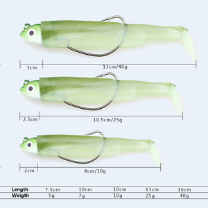 En gros 7cm/9cm/11cm/13cm/15cm Pêche Leurre Plomb Têtes Plombées Leurre Souple Poisson <span class=keywords><strong>Minnow</strong></span> Noir - Product Image 2