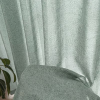 Tela de Cortina Transparente con Aspecto de Lino 100% Poliéster, Color Verde Salvia, Tela para Cortinas con Filtro de Luz, Venta al por Mayor