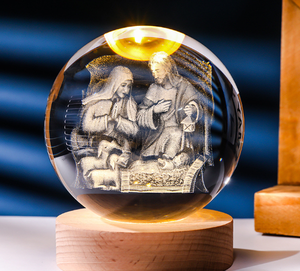 Creative 3D Crystal Ball Solar Night Light Luminous Mini <b>Lamp</b> with 3D Engraved Base for Home Decor Plug-In Power Supply - Product Image 4