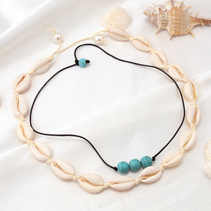 Collar de Conchas Marinas Tejido a Mano, Cadena de Cuentas, Estilo Étnico, Joyería de Playa, Diseño Simple y Moderno - Product Image 2