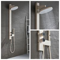 Colonne de douche murale moderne et simple, avec mitigeur chaud/froid, finition or brossé rose, style luxe léger, fabriquée en Chine.