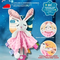 Doudou de sécurité pour bébé en silicone souple avec tissu minky à pois sensoriels et clochette sonore, jouet apaisant en forme d'animal OEM