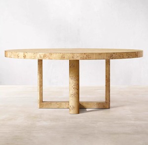 Mesa de comedor redonda de madera maciza de país americano RH, mesa rectangular de piel de Burl de árbol de pasta de troncos, mesa de comedor de seis roble personalizada para el hogar - Product Image 4