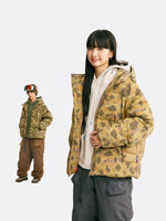 Blouson matelassé en nylon camouflage style américain, silhouette oversize inspirée de l'extérieur, coupe décontractée, vêtement utilitaire pour les trajets quotidiens, unisexe