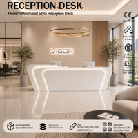 Bureau de réception convertible en bois de luxe avec couleur personnalisée, design minimaliste moderne et écologique pour usage commercial et bureautique