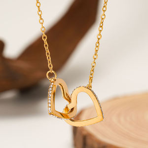 HIGH QUALITY WHOLESALE TWO TONE HEART BRASS and STAINLESS INTERLOCKING and <b>INFINITY</b> NECKLACE for WOMEN - Product Image 4