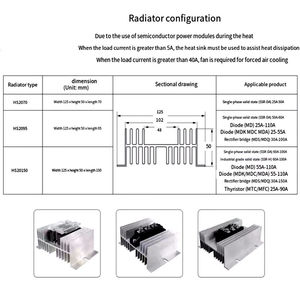 Radiateur en aluminium HS2095 Dissipateur thermique W95 pour composants électroniques pour ponts redresseurs monophasés et triphasés MDS MDQ10-150A - Product Image 6