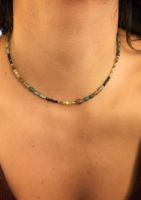 Collier personnalisé en perles minuscules, style bohème, pierres naturelles, pendentif en acier inoxydable, élégant, pour femme, bijou de mode, collier ras du cou, pour tous les jours
