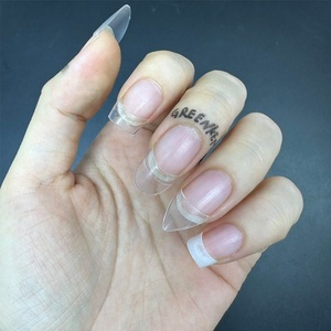 Puntas de <span class=keywords><strong>uñas</strong></span> <span class=keywords><strong>cortas</strong></span> francesas, ataúd ovalado, <span class=keywords><strong>uñas</strong></span> postizas cuadradas, curvas artificiales sin C, media cubierta Natural transparente, puntas de <span class=keywords><strong>uñas</strong></span> de almendra acrílicas - Product Image 3