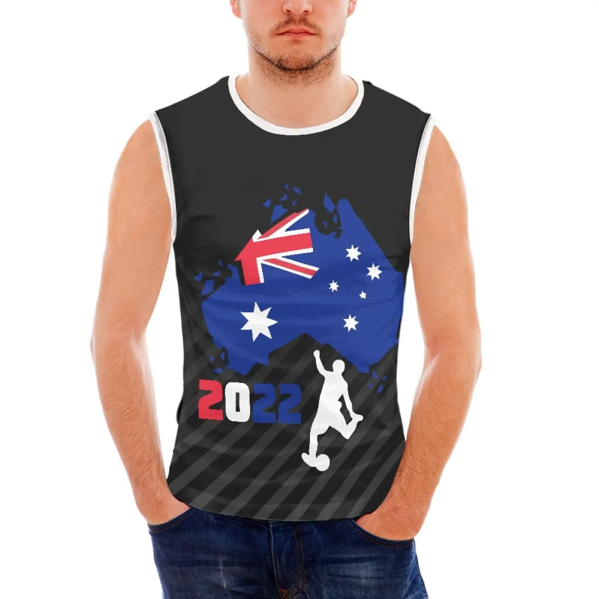 Drop Shipping Men's Sports Vest Australian 2022 Football Match Men's Vests & Waistcoats Plus Size Men Tank Top Sports Clothing