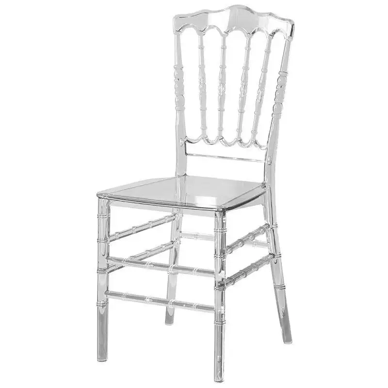 뜨거운 판매 디자인 웨딩 파티 가구 아래로 쌓을 수있는 웨딩 의자 나폴레옹 의자 투명 의자