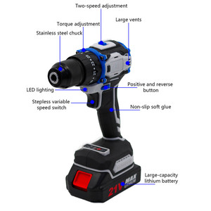 เครื่องเจาะมือปรับความเร็วได้ ใช้ร่วมกับแบตเตอรี่ <span class=keywords><strong>Makita</strong></span> 18V เหมาะสำหรับงานซ่อมแซมบ้าน งาน DIY - Product Image 3