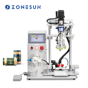 ZONESUN ZS-XG450S Desktop Semi-automatic Servo-driven <b>Sauce</b> Cosmetic Glass Bottle Jar Metal Can Cap Screw Capping Machine - Product Image 1