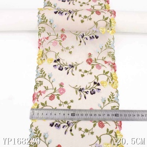Exquis OEM 3D 21CM Nude Tulle Coloré Fleur Broderie Dentelle Garniture Voile Dentelle Tissu pour Femmes <span class=keywords><strong>Soutien</strong></span>-<span class=keywords><strong>Gorge</strong></span> Accessoires - Product Image 2