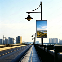 Layar LED Digital Periklanan Luar Ruangan Tiang Hidrolik P6 yang Dapat Dipasang di Lantai